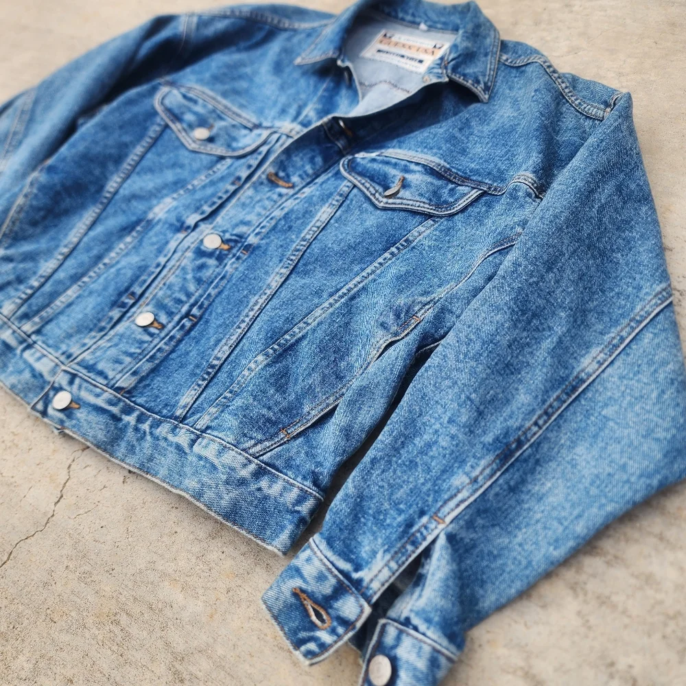 90s‎ GUESS USA by George Marciano Green Label Medium Wash Jean Trucker Jacket M